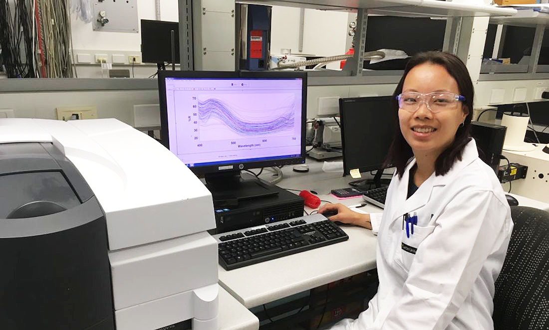 Dr Georgina Sauzier working in a laboratory