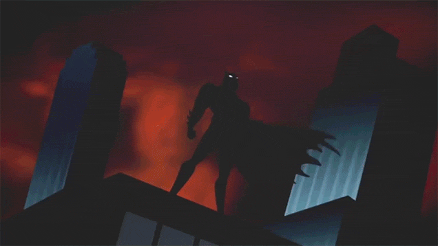 Animated gif of Batman on a rooftop