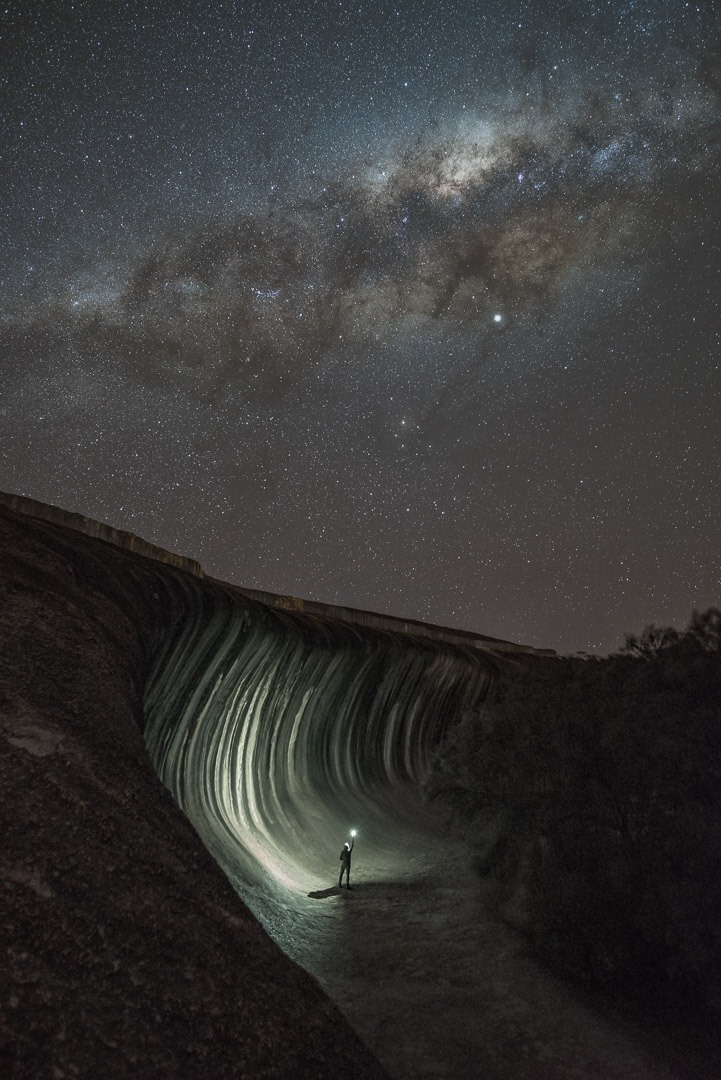 The Milky Way over Wave Rock