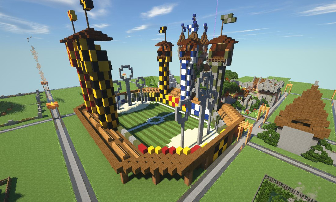 Quidditch field built by players on the LibraryCraft server
