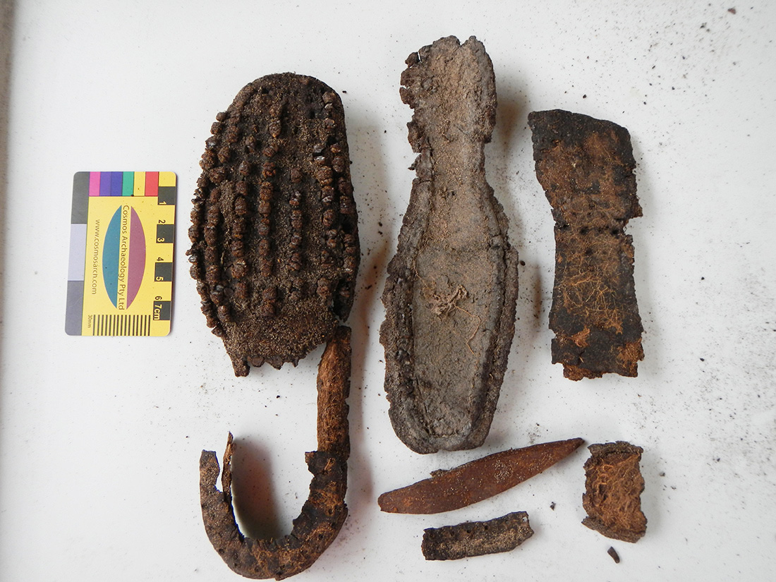 Remains of a 19th century hob nailed boot recovered from the Artillery Drill Hall in Fremantle, WA