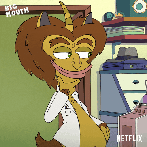Animated gif of the hormone monster from Big Mouth saying 