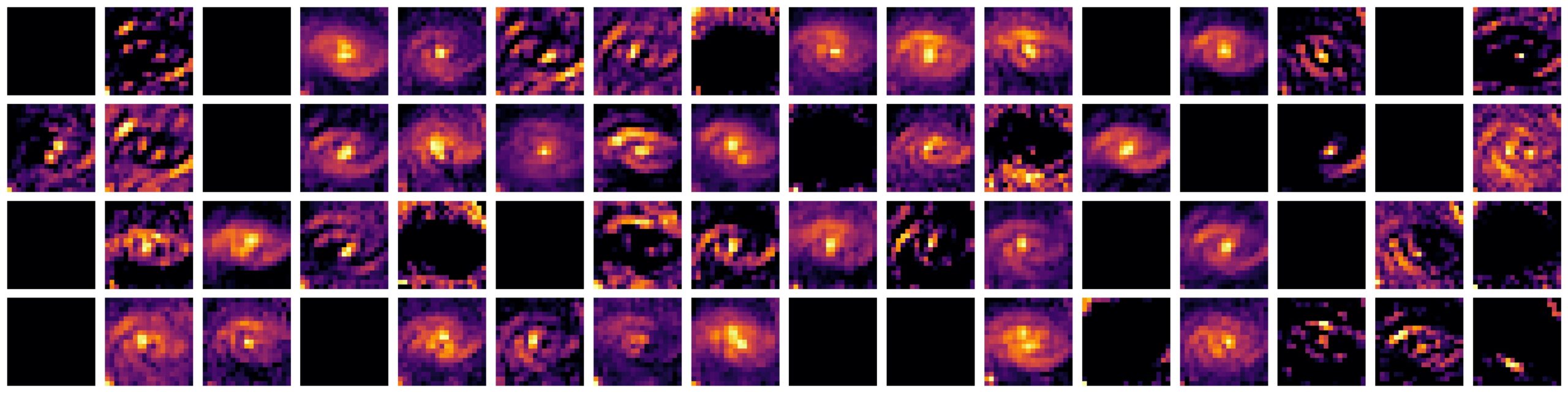 A composite image shows how different kinds of galaxies light up different parts ('layers') of the neural net