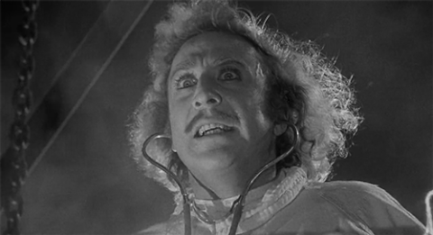 A gif showing the actor Gene Wilder in 'Young Frankenstein' saying the famous line: 