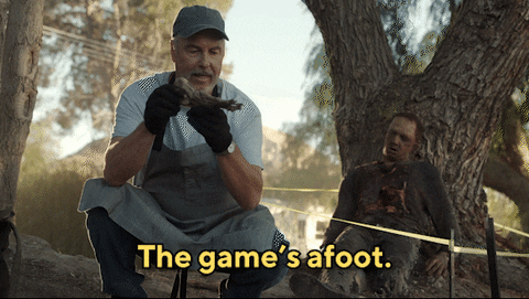 A gif from the TV show CSI which shows a forensic investigator digging up a foot in the woods and saying, 