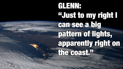 Gif showing a view of the Earth from space with the John Glenn quote overlaid
