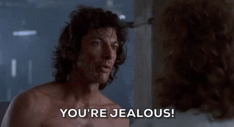 Animated gif of Seth Brundle (played by Jeff Goldblum) from the 1986 movie, The Fly, saying , 