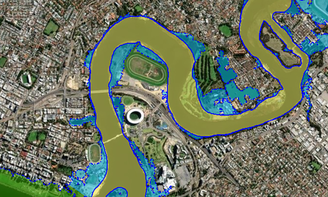 A map showing an area of green infrastructure already used to reduce flooding across Perth suburbs